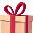 Icona stilizzata di un pacco regalo con un cuore.